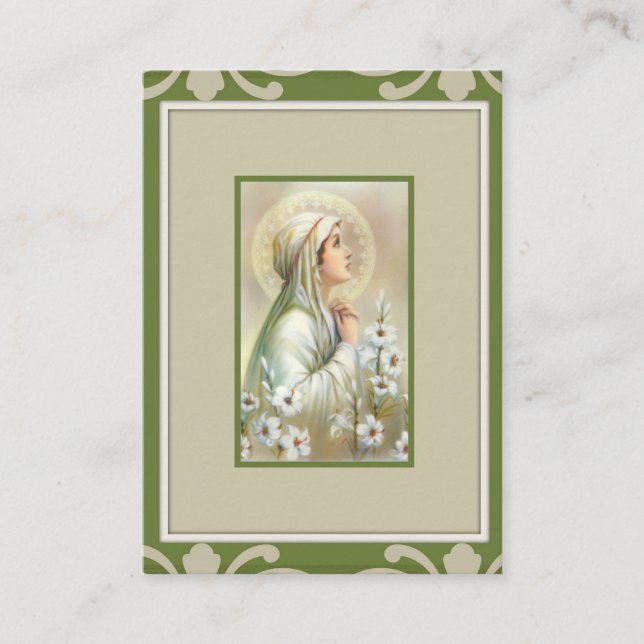 Virgin Mary of Mental Peace Health Catholic Prayer Business Card (Front)