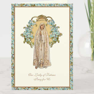 Virgin Mary Our Lady of Fatima Religious Floral  Card