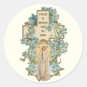 Virgin Mary Our Lady of Fatima Religious Floral Classic Round Sticker