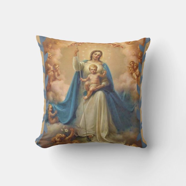 Virgin Mary Queen of the Angels Cushion (Front)