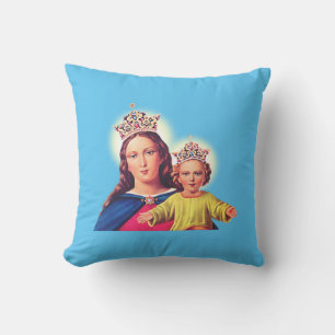 Virgin Mary queen with Jesus Cushion