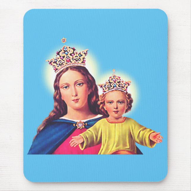 Virgin Mary queen with Jesus Mouse Pad (Front)
