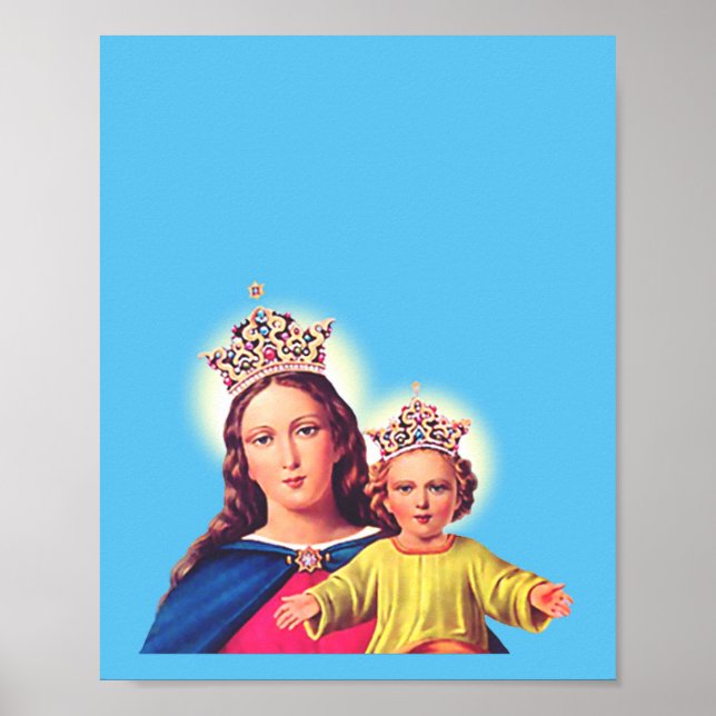 Virgin Mary queen with Jesus Poster (Front)