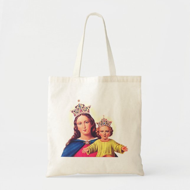 Virgin Mary queen with Jesus Tote Bag (Front)