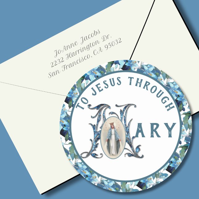 Virgin Mary Religious Catholic Jesus Cross Classic Classic Round Sticker (Creator Uploaded)