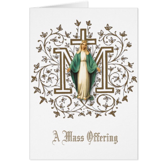 Virgin Mary Religious Catholic Mass Offering Card (Front)