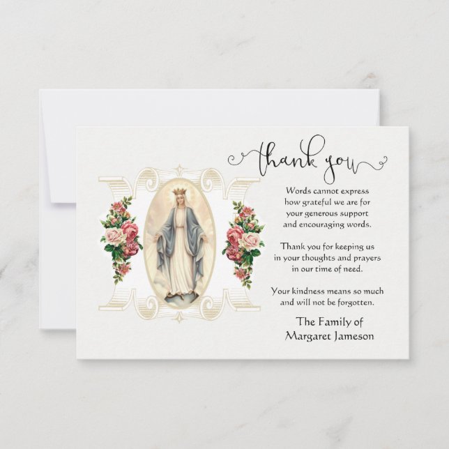 Virgin Mary Religious Thank You Condolence (Front)