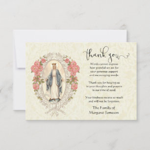 Virgin Mary Religious Thank You Condolence Card