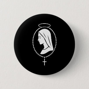 Virgin Mary Rosary - Catholic Christian Prayer Art 6 Cm Round Badge