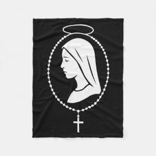 Virgin Mary Rosary - Catholic Christian Prayer Art Fleece Blanket