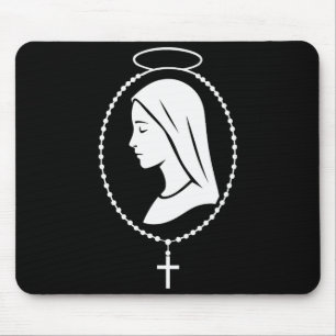 Virgin Mary Rosary - Catholic Christian Prayer Art Mouse Pad