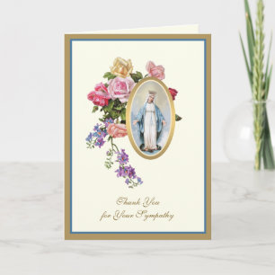 Virgin Mary Roses Christian Condolence Thank You Card