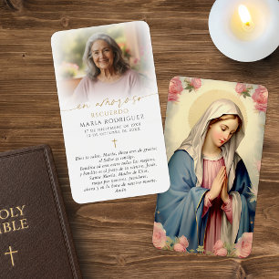 Virgin Mary Spanish Hail Mary Photo Memorial Cards
