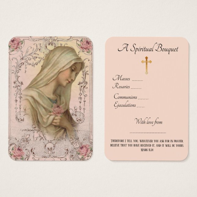 Virgin Mary Spiritual Bouquet Prayer Holy Card (Front & Back)