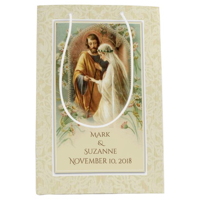 Virgin Mary & St. Joseph Wedding Catholic Medium Gift Bag (Front)