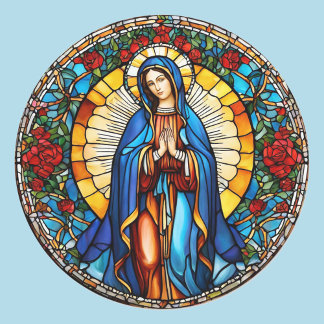 Virgin Mary Stained Glass Window Catholic Saint Classic Round Sticker