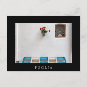Virgin Mary street altar in Puglia black postcard