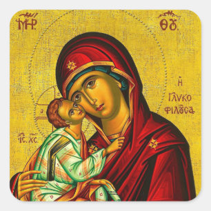Virgin Mary (Theotokos) and Infant Jesus Icon      Square Sticker