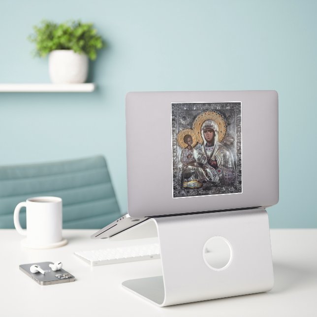 Virgin Mary Three-Handed Icon Religious (Laptop On Desk)