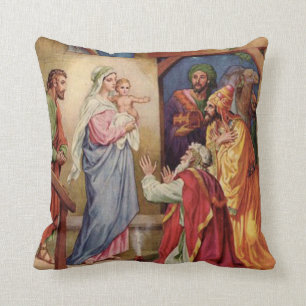 Virgin Mary, Three Kings, Jesus, St. Joseph, Magi Cushion