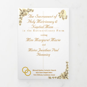 Virgin Mary Traditional Latin Mass Wedding Program Tri-Fold Programme