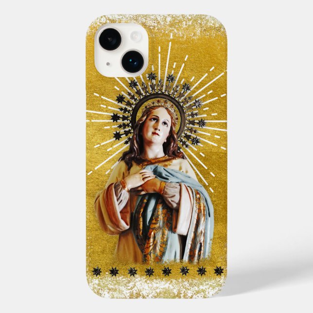 Virgin Mary White & Gold Starry Crown Case-Mate iPhone Case (Back)