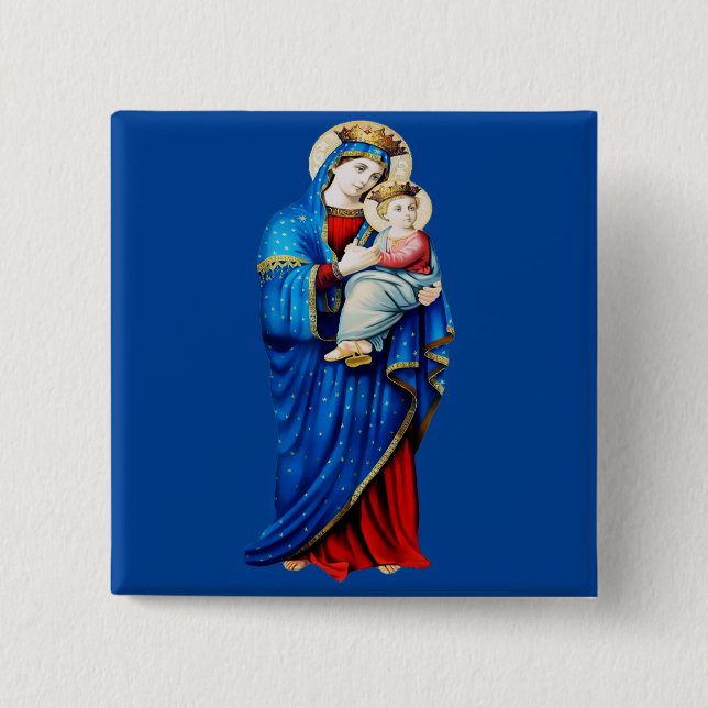 Virgin Mary with Baby Jesus 15 Cm Square Badge (Front)