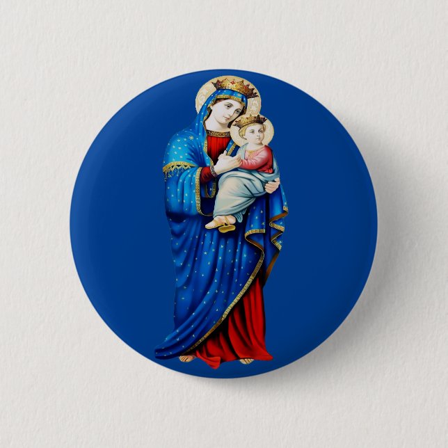 Virgin Mary with Baby Jesus 6 Cm Round Badge (Front)