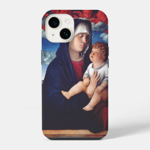 Virgin Mary with Baby Jesus and red cherubs iPhone 14 Case