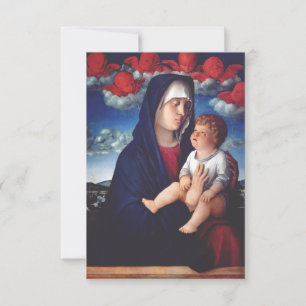 Virgin Mary with Baby Jesus and red cherubs Thank You Card