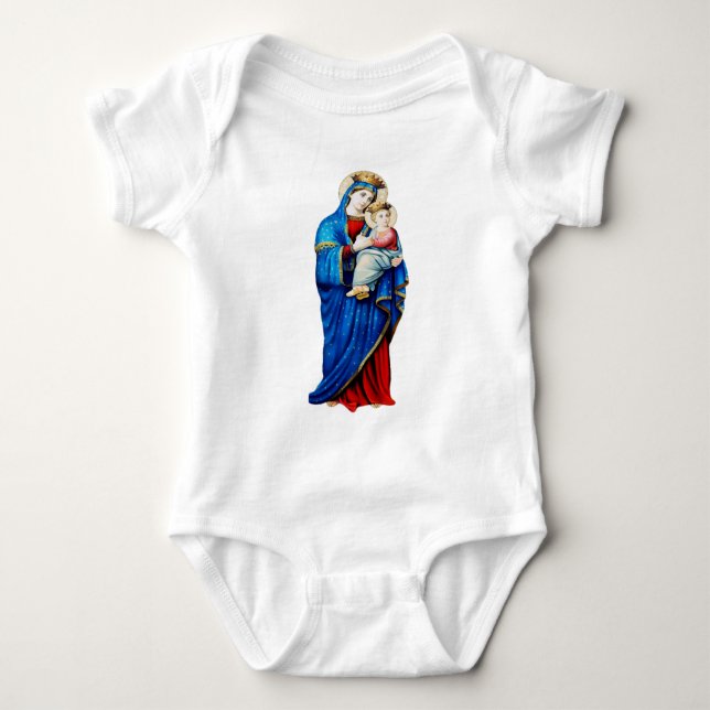 Virgin Mary with Baby Jesus Baby Bodysuit (Front)