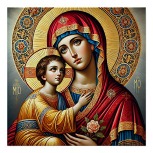 Virgin Mary with baby Jesus Christ Poster