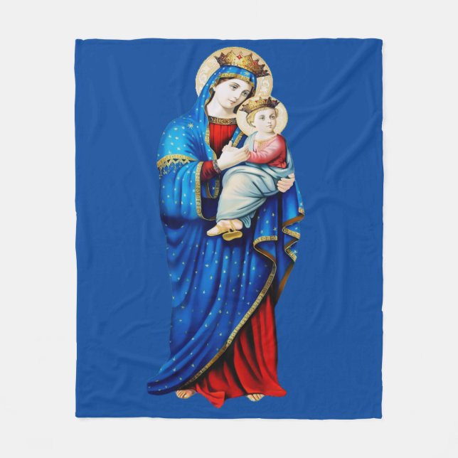 Virgin Mary with Baby Jesus Fleece Blanket (Front)