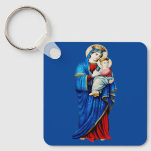 Virgin Mary with Baby Jesus Key Ring