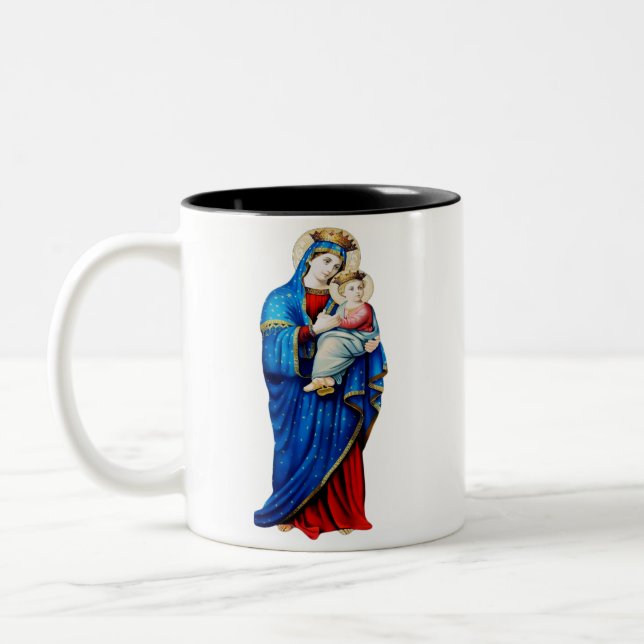 Virgin Mary with Baby Jesus Two-Tone Coffee Mug (Left)