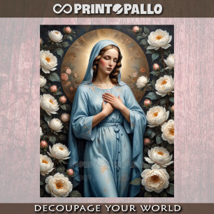 Virgin Mary with flowers pray for us Tissue Paper