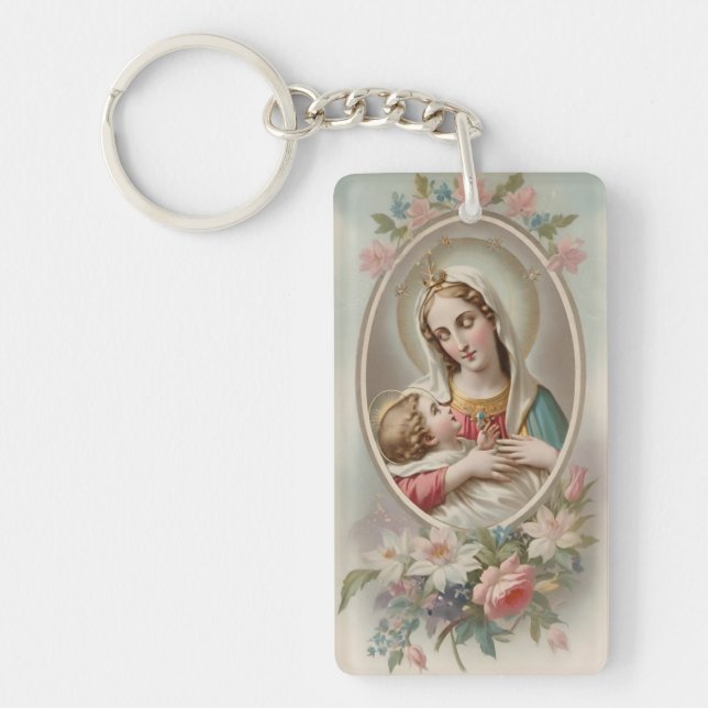 Virgin Mary with Jesus Child Keychain (Front)