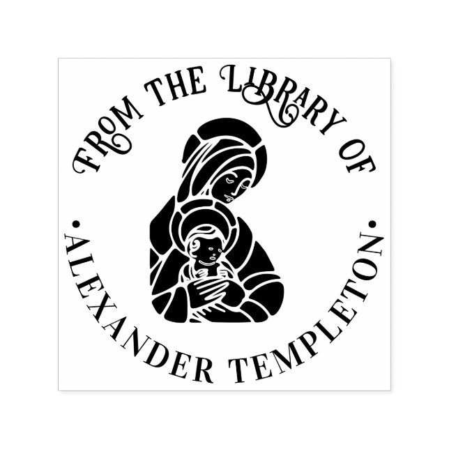 Virgin Mother Mary Baby Jesus Library Book Name Self-inking Stamp (Design)