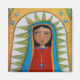 Virgin of Guadalupe on ochre Magnet