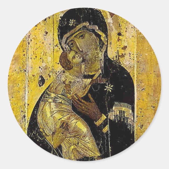 Virgin of Kyiv Ukrainian Icon Madonna Classic Round Sticker (Front)