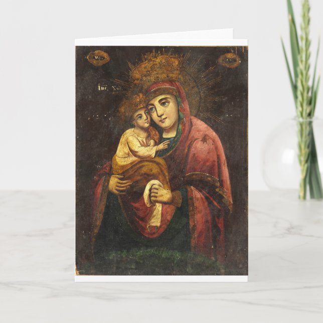 Virgin of Pochayiv Ukrainian Icon Holiday Card (Front)