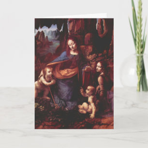 Virgin of the Rocks by Leonardo da Vinci Christmas Holiday Card