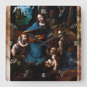 Virgin Of The Rocks by Leonardo da Vinci Square Wall Clock