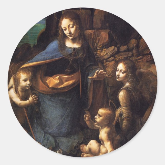 Virgin of the Rocks Classic Round Sticker (Front)
