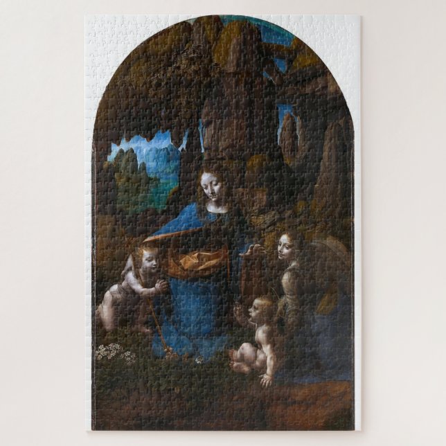 Virgin of the Rocks–Leonardo da V. 2nd Version Jigsaw Puzzle (Vertical)