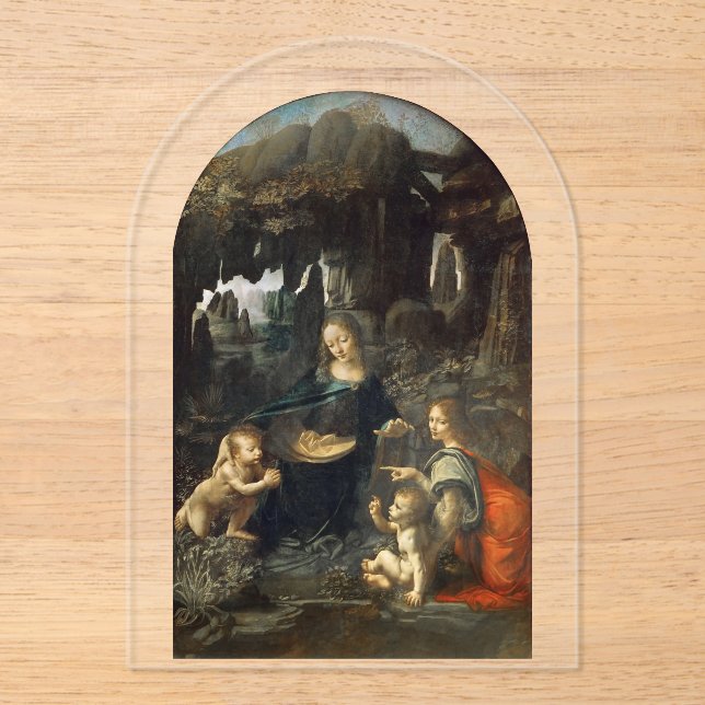Virgin of the Rocks, Leonardo da Vinci Acrylic Invitations (Front)