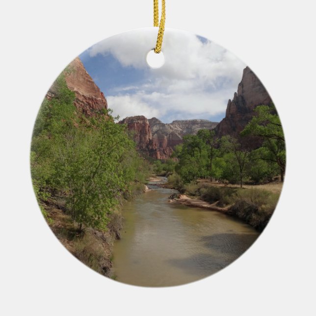 Virgin River in Spring at Zion National Park Ceramic Ornament (Front)