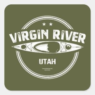 Virgin River Utah Kayaking Square Sticker
