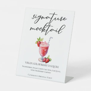 Virgin Strawberry Daiquiri Pool Party Mocktail Pedestal Sign