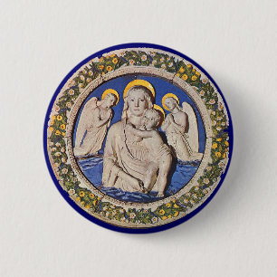 VIRGIN WITH CHILD AND ANGELS 6 CM ROUND BADGE